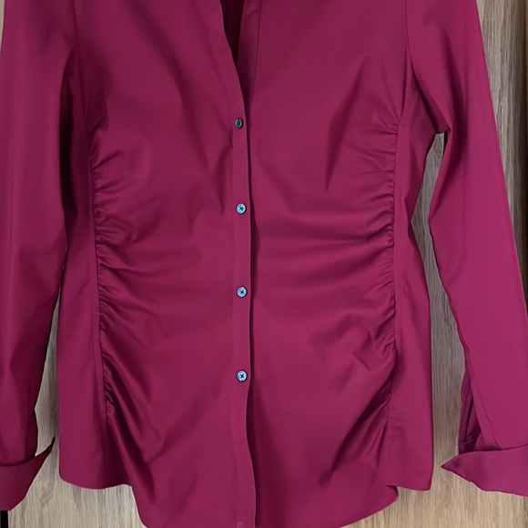 Express Red Side Rouched Blouse Size Small - Picture 3 of 8